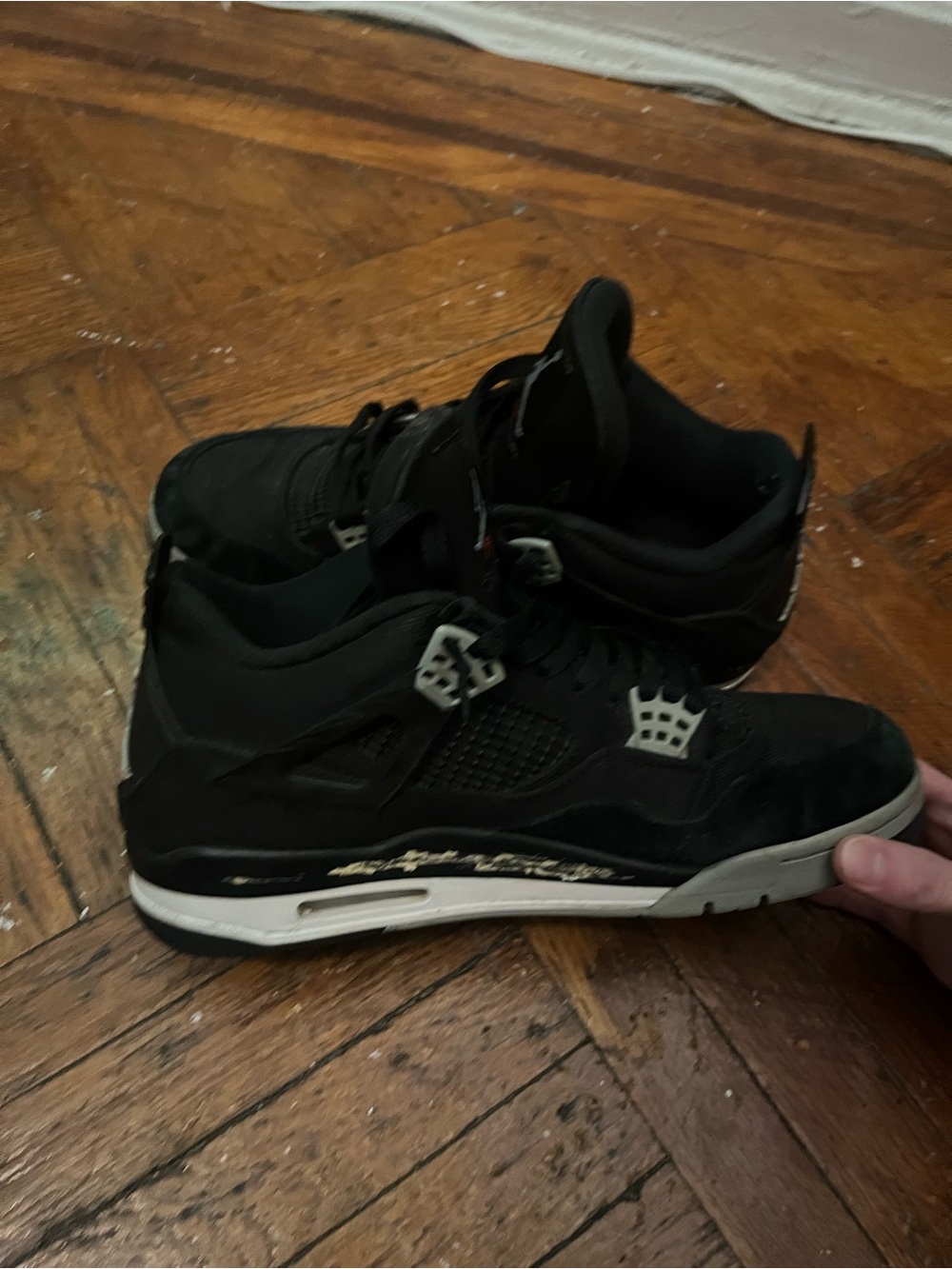 Black Canvas Jordan 4s Size 12 - Picture 3 of 4